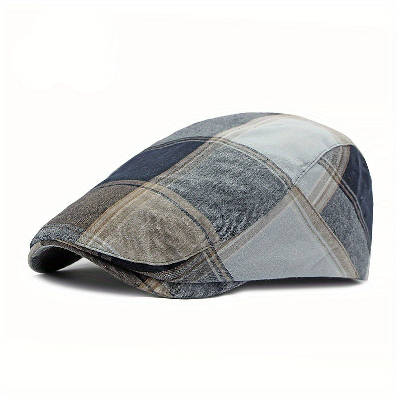 Pandaize Newsboy Flat Cap Casual Plaid Hat For Men And Women