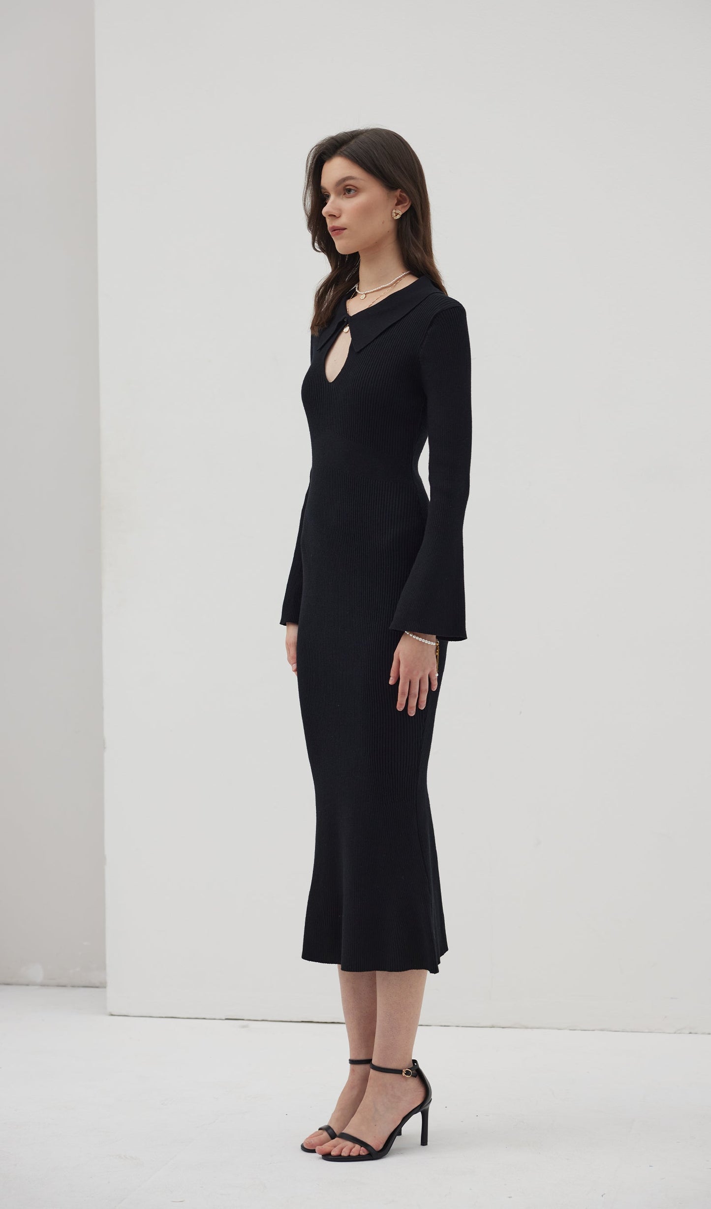 Solid Knitted Hollow Maxi Dress