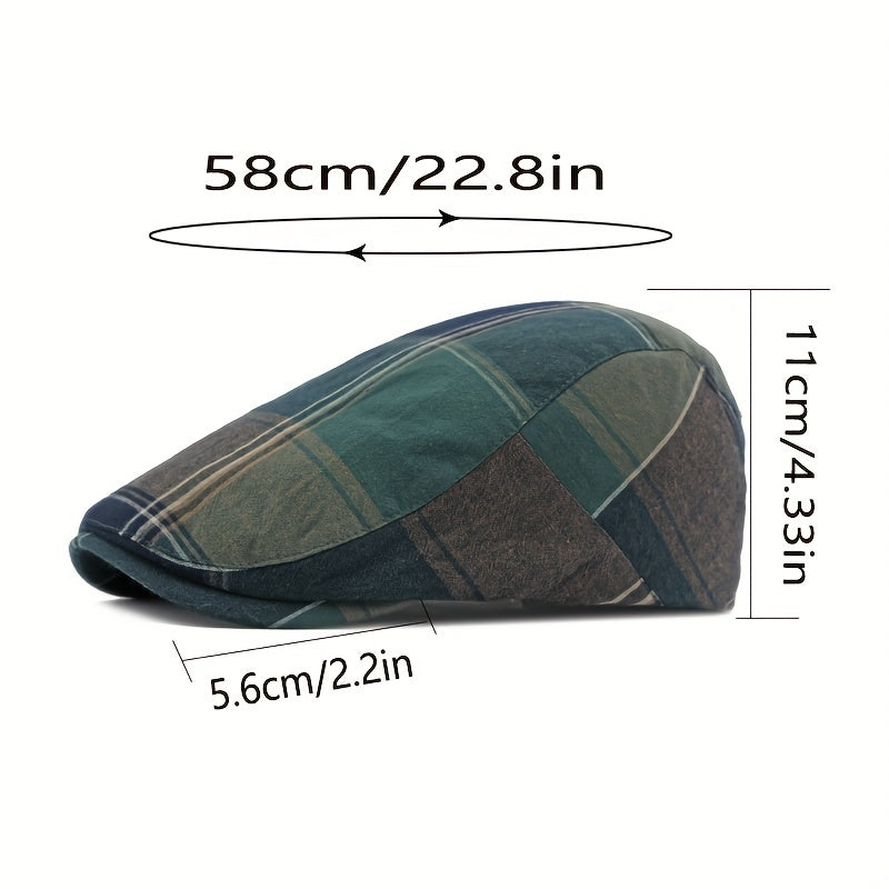 Pandaize Newsboy Flat Cap Casual Plaid Hat For Men And Women