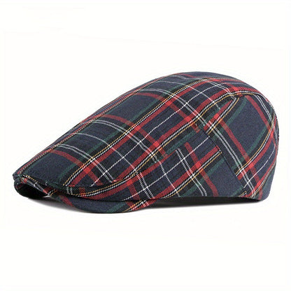 Pandaize Newsboy Flat Cap Plaid Striped Newsboy Cap