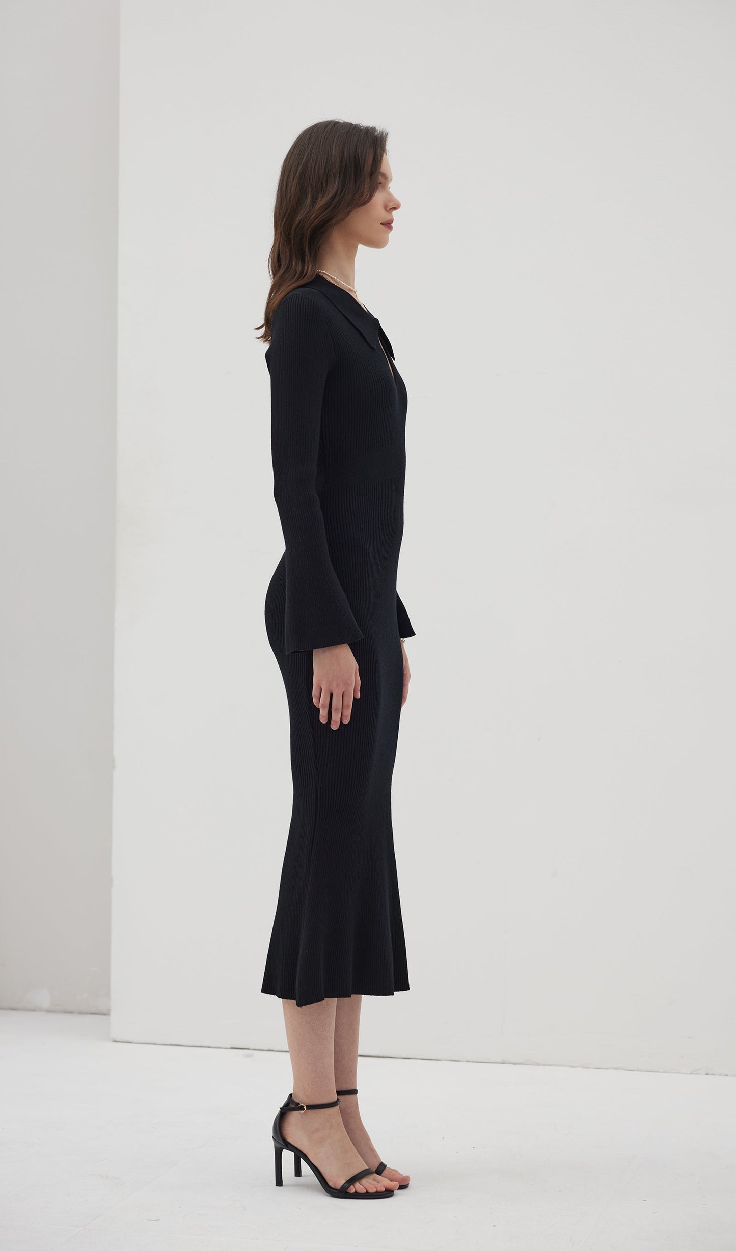 Solid Knitted Hollow Maxi Dress