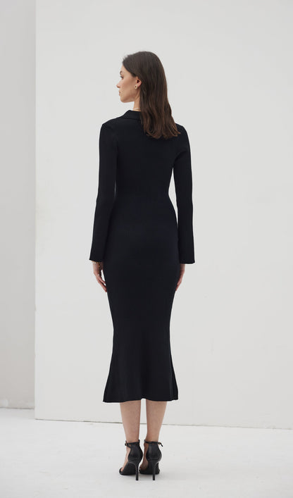 Solid Knitted Hollow Maxi Dress