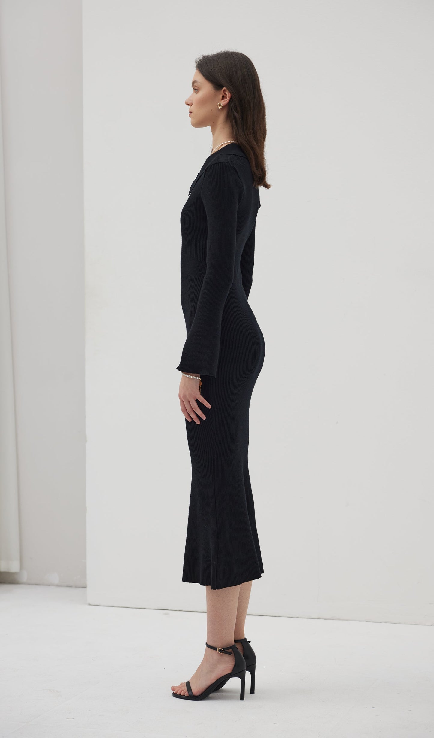 Solid Knitted Hollow Maxi Dress