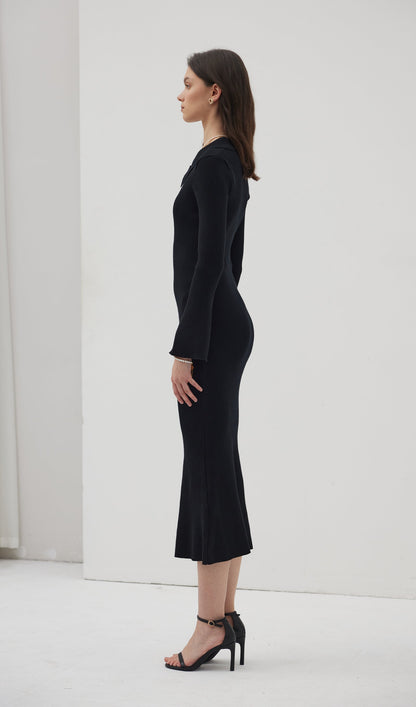 Solid Knitted Hollow Maxi Dress