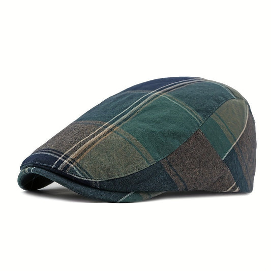 Pandaize Newsboy Flat Cap Casual Plaid Hat For Men And Women