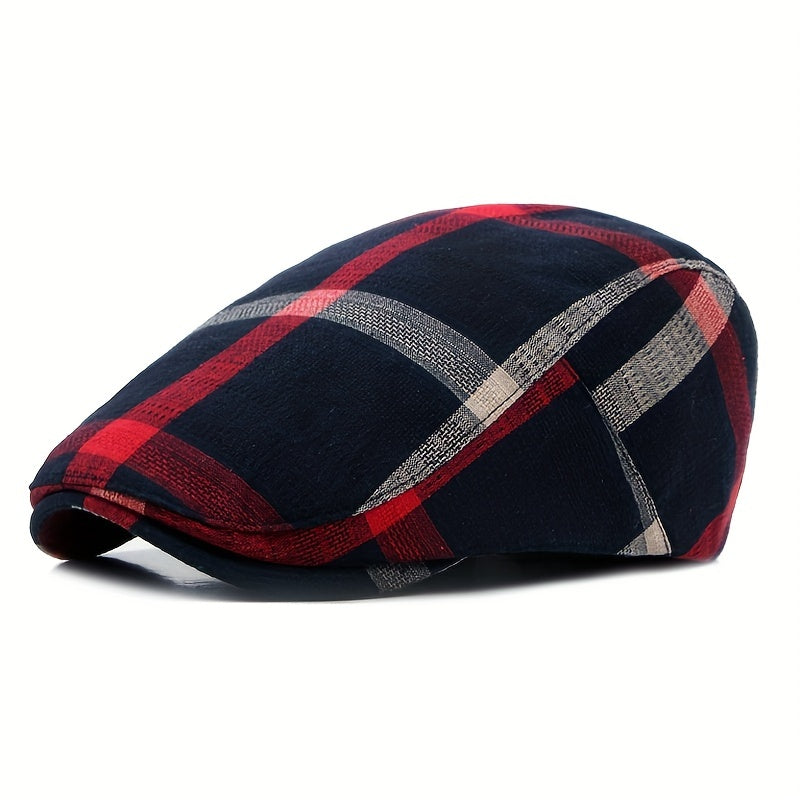 Pandaize Newsboy Flat Cap Plaid Striped Newsboy Cap