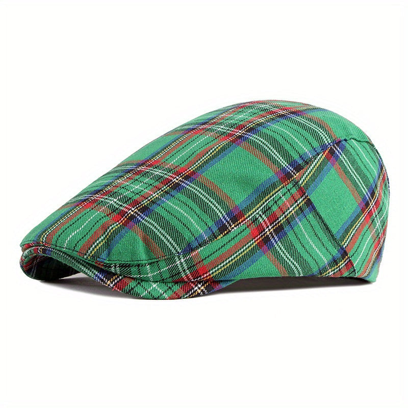 Pandaize Newsboy Flat Cap Plaid Striped Newsboy Cap