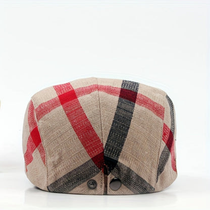 Pandaize Newsboy Flat Cap Plaid Striped Newsboy Cap