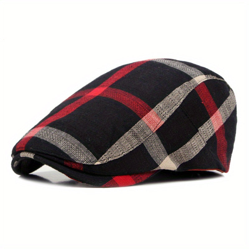 Pandaize Newsboy Flat Cap Plaid Striped Newsboy Cap