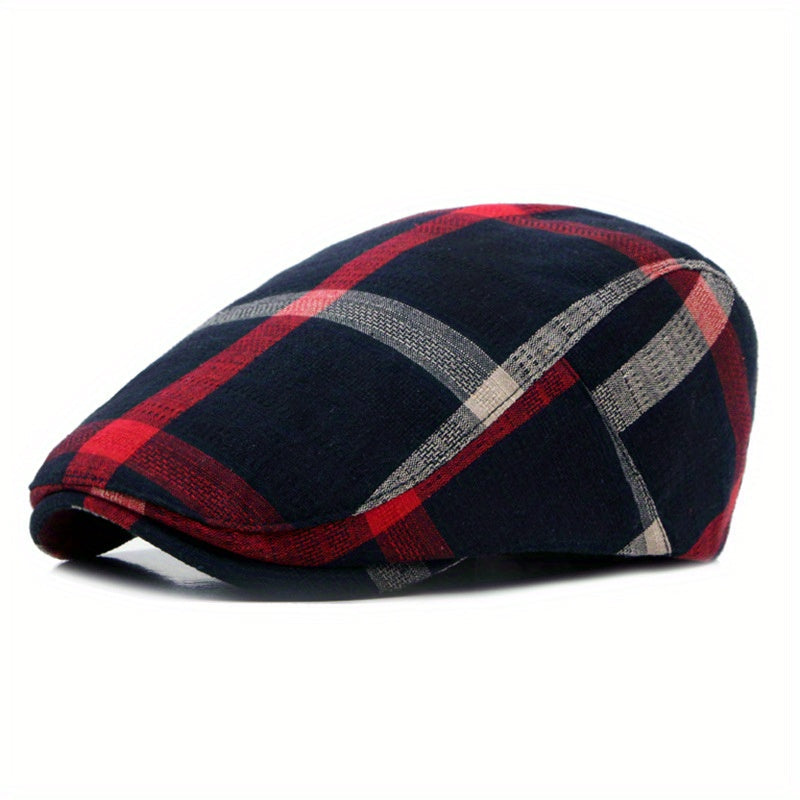 Pandaize Newsboy Flat Cap Plaid Striped Newsboy Cap