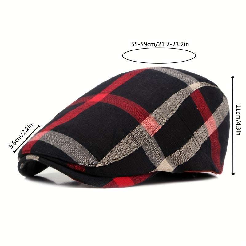 Pandaize Newsboy Flat Cap Plaid Striped Newsboy Cap