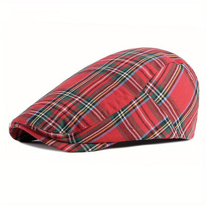 Pandaize Newsboy Flat Cap Plaid Striped Newsboy Cap